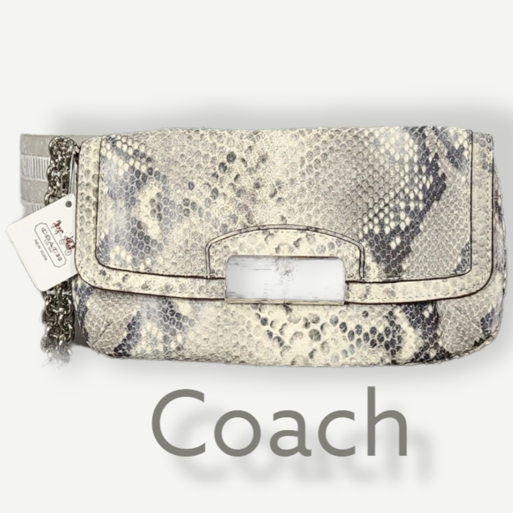 Coach Kristin Embossed Python Leather Wristlet -NWT - Picture 6 of 10